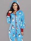 cheap Family Matching Pajamas Sets-Women&#039;s Zipper Front Blue Red Green Jumpsuit Animal Patchwork Print