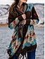 cheap Cardigans-Women&#039;s Cardigan Jumper Knit Tassel Print Tunic Open Front Geometric Daily Holiday Stylish Ethnic Style Fall Winter Blue Yellow S M L / Long Sleeve / Casual / Regular Fit / Cotton