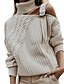 cheap Sweaters-Women&#039;s Knitted Solid Color Pullover Long Sleeve Sweater Cardigans Turtleneck Fall Winter Black Blue Red