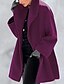 cheap Jackets-Women&#039;s Coat Solid Colored Classic Casual Fall Winter Peacoats Long Coat Daily Long Sleeve Jacket Purple / Spring