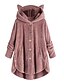 cheap Coats &amp; Trench Coats-women&#039;s casual solid button long sleeve cat ear warm plush hoodie jacket coat outwear tops fall winter pink