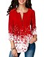 cheap T-Shirts-Women&#039;s Tunic Color Block Snowflake Ruffle Print Round Neck Tops Red