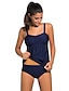 cheap Tankini-Women&#039;s Tankini Swimsuit Ruched Light Blue Black Red Navy Blue Swimwear Padded Bathing Suits / Padded Bras
