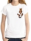 baratos T-shirts-Mulheres Gato 3D Estampas Abstratas Casual Diário Gato 3D Manga Curta Camiseta Decote Redondo Imprimir Básico Blusas Branco Preto S