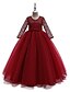 baratos Vestidos para Meninas-Infantil Pouco Vestido Para Meninas Cor Sólida Flor Festa Casamento Vestido Swing Cor de menta Tipo A Tipo B Renda Tule Elegante Princesa Vestidos