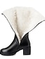 baratos Boots-botas de inverno de couro genuíno feminino de lã salto alto botas de neve quente alta lã preta 6