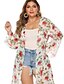 cheap Plus Size Swimwear-Women&#039;s Chiffon Dress Midi Dress White Long Sleeve Floral Print Print Fall V Neck Casual 2021 XL XXL 3XL 4XL / Plus Size