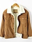 economico Sale-giacca da uomo foderata in sherpa di velluto a coste casual abbottonatura colletto rovesciato giacche da camionista calde grigie