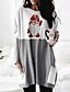 cheap Tops &amp; Blouses-Women&#039;s Christmas Blouse Shirt Graphic Prints Long Sleeve Print Round Neck Streetwear Tops Gray