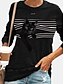 billige Hættetrøjer &amp; sweatshirts-Dame Hattetrøje Sweatshirt Stribet Kat Grafisk Daglig Afslappet Hættetrøjer Sweatshirts Sort