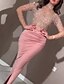 abordables Vestidos Maxi-Mujer Vestido de Vaina Vestido Midi Blanco Negro Rosa Manga Larga Color sólido Otoño Escote Redondo Elegante Formal 2021 S M L XL XXL