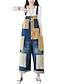 billige Jumpsuits &amp; Rompers-nye kvinnefarger patch bredbånds stropper jumpsuits denim casual bib bukser moderskap stil 2 mørkeblå