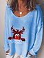 cheap Christmas Tops-Women&#039;s T shirt Tee Black White Army Green Graphic Animal Print Long Sleeve Christmas Gift Basic V Neck