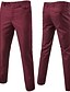 abordables Pants-Pantalones de traje clásicos entallados para hombre, frente plano, sin arrugas, elásticos, casuales, pantalones largos sólidos rojos