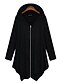 economico Casacos Plus Size para Mulheres-giacca da donna con cerniera in cotone casual allentato plus size con cappuccio outwear nero