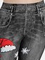 billige Pants-Dame Grunnleggende Utendørs Jul Daglig Bukser Bukser Mønstret 3D Full lengde Blå Lilla Grønn Grå