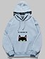 preiswerte Kapuzenpullis &amp; Sweatshirts-Damen Katze Grafik Pullover Hoodie Sweatshirt Täglich Grundlegend Kapuzenpullover Sweatshirts Dunkel Blau Blau Gelb