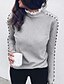 abordables Jerséis-Mujer Pull-over Color sólido Ahuecado Hueco Manga Larga Cárdigans suéter Otoño Invierno Cuello Alto Gris