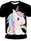 billige T-shirts &amp; Bluser til Piger-Børn Pige T-shirt Kortærmet enhjørning Grafisk Farveblok 3D Trykt mønster Sort Børn Toppe Aktiv Sød Stil