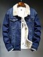 economico Sale-cappotto giacca da motociclista in denim con colletto in pelliccia sintetica foderato in pile invernale sciolto (1025-azzurro-l)