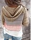 abordables Jerséis-Mujer Básico De Punto Bloques Cárdigan Manga Larga Cárdigans suéter Con Capucha Otoño Invierno Rosa Vino Naranja
