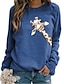 preiswerte Kapuzenpullis &amp; Sweatshirts-Damen Grafik Tier Kapuzenshirt Pullover Täglich Grundlegend Alltag Kapuzenpullover Sweatshirts Blau Gelb Wein