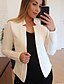 preiswerte Damen Blazer-Damen Blazer Feste Farbe Büro Langarm Mantel Normal Herbst Frühling Kurz Jacken Weiß / Täglich