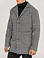 cheap Sale-Men&#039;s Trench Coat Overcoat Spring &amp;  Fall Daily Regular Coat Notch lapel collar Regular Fit Basic Jacket Long Sleeve Patchwork Houndstooth Gray