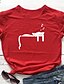 abordables T-shirts-Mujer Gato Diario Fin de semana Manga Corta Camiseta Escote Redondo Estampado Básico Tops 100% Algodón Blanco Negro S