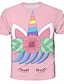 billige T-shirts &amp; Bluser til Piger-Børn Pige T-shirt Kortærmet enhjørning Blomstret Farveblok 3D Dyr Trykt mønster Lyserød Børn Toppe Sommer Aktiv