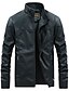 abordables Sale-Veste de moto hommes, manteau de veste d&#039;imitation de col montant de couleur pure pour hommes, mode automne
