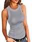 abordables Shoes &amp; Accessories-tops de cuello redondo para mujer camiseta sin mangas sexy de color sólido sin mangas, marrón, m