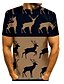 abordables Christmas Tees-camiseta de hombre con estampado 3d gráfico estampado animal 3d tops de manga corta cuello redondo caqui