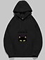billige Hettegensere og gensere-Dame Katt Grafisk Genser med hette for genser Daglig Grunnleggende Gensere Gensere Dyp Blå Blå Gul