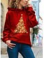 abordables Hauts de Noël-Femme Sweat-shirt à capuche Graphique Noël Quotidien basique Noël Pulls Capuche Pulls molletonnés Rouge