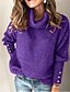 billige Sweaters-Dame bluse Helfarve Stilfuld Langærmet Løstsiddende Sweater Cardigans Efterår Forår Rullekrave Rødgrå Blå Lilla
