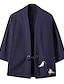 abordables All Sale-veste kimono japonaise pour homme yukata casual lin sept manches léger imprimé grue cardigan chemises (39-marine, xl)
