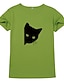 billige T-shirts-Dame T skjorte Katt Grafisk Trykt mønster Rund hals Topper 100 % bomull Grunnleggende Grunnleggende topp Vinrød Hvit 2 Rosa 2