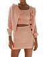 cheap Two Piece Sets-Women&#039;s Stylish 2 Piece Solid Color Set Long Sleeve Sweater Cardigans U Neck Fall Blue Blushing Pink