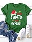 cheap Christmas Tops-Women&#039;s T shirt Tee Black White Red 3D Print Short Sleeve Christmas Christmas Round Neck