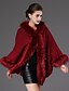 cheap Furs &amp; Leathers-women&#039;s faux fur shawl pashmina cape cloak coat (one size, black)