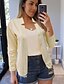 cheap Blazers-Women&#039;s Blazer Solid Color Work Long Sleeve Coat Causal Fall Spring Short Jacket White / Daily
