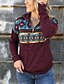 cheap Hoodies &amp; Sweatshirts-Women&#039;s Print Zip Up Hoodie Sweatshirt Zipper Quarter Zip Daily Casual Hoodies Sweatshirts  Wine Green Red