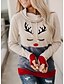 preiswerte Weihnachtsoberteile-Damen Grafik Farbblock Pullover Hoodie Sweatshirt Täglich Alltag Weihnachten Kapuzenpullover Sweatshirts Beige