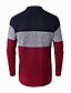abordables Men&#039;s Sweaters &amp; Cardigans-Homme Chandail Bloc de Couleur Manches Longues Pull Cardigans Mao Bleu Vin Bleu Marine