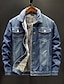 abordables Sale-chaqueta de mezclilla de lana para hombre chaqueta de camionero de mezclilla forrada de sherpa de invierno (azul claro, xl)