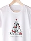 preiswerte T-shirts-Damen Weihnachten T-Shirt Grafik Grafik-Drucke Buchstabe Druck Rundhalsausschnitt Oberteile 100% Baumwolle Grundlegend Weihnachten Basic Top Weiß Schwarz Rote