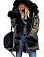 cheap Coats &amp; Trench Coats-Women&#039;s Faux Fur Coat Outdoor clothing Fall Winter Long Coat Slim Chic &amp; Modern Jacket Camouflage Pocket ArmyGreen Gray camouflage gray fur / Lined