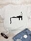 economico T-shirts-Per donna Gatto Giornaliero Fine settimana Manica corta maglietta Rotonda Stampa Essenziale Top 100% cotone Bianco Nero S