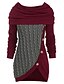 billige Sweaters-Dame Bluse Farveblok Strikket Stilfuld Langærmet Løstsiddende Sweater Cardigans Efterår Vinter Hætte Hængende krave Blå Vin Grå